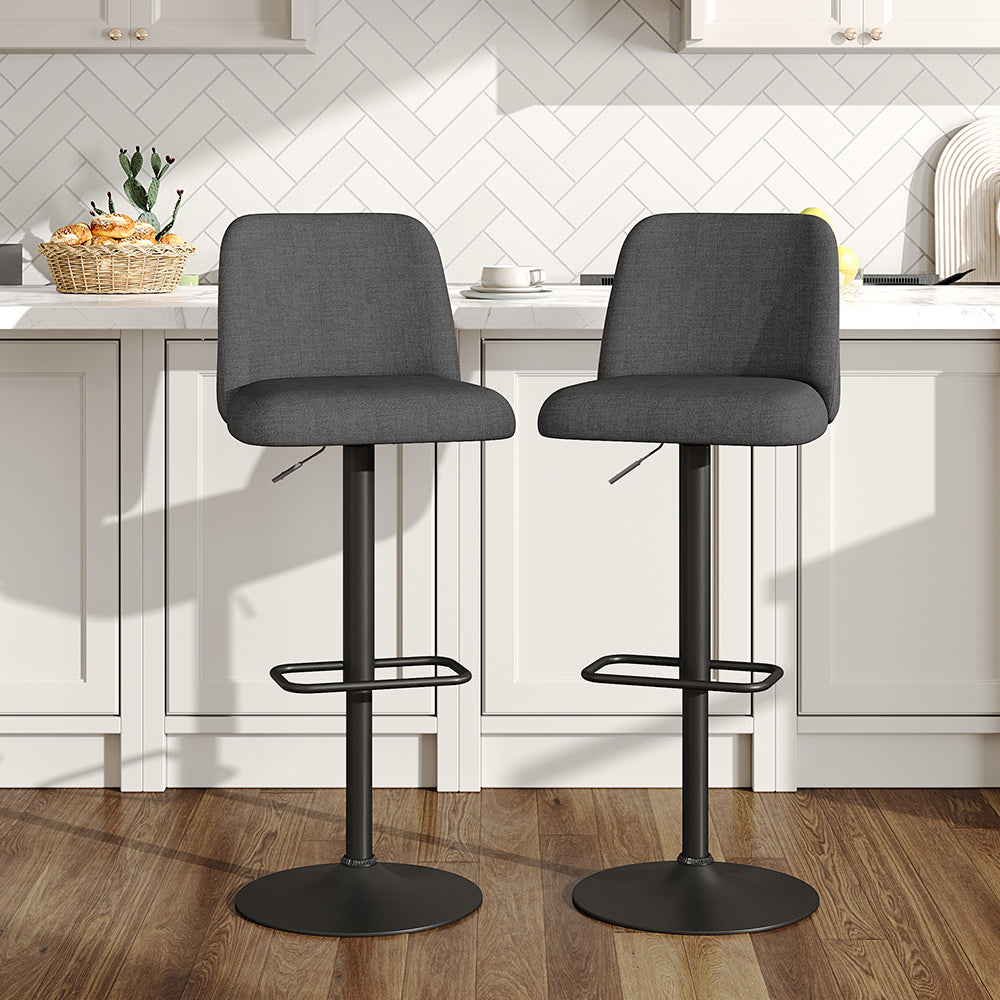2 Set Swivel Counter Bar Stools With Mid Backrest | Grey