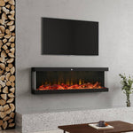 50''wall Mounted & Recessed Electric Fireplace – 9 Led Flame Colors, Remote & Wifi Control,24h Timer Function, Adjustable Heat