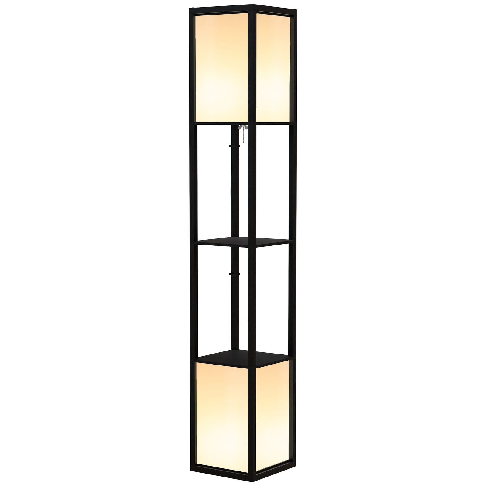 Shelf Floor Lamp With Dual Light For Living Room, Bedroom | One Size | Black