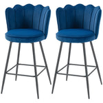 Barstool With Petal Backrest For Kitchen Island | Set of 2 | Dark Blue