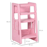 Step Stool, Adjustable Standing Platform, Toddler Kitchen Stool | Pink