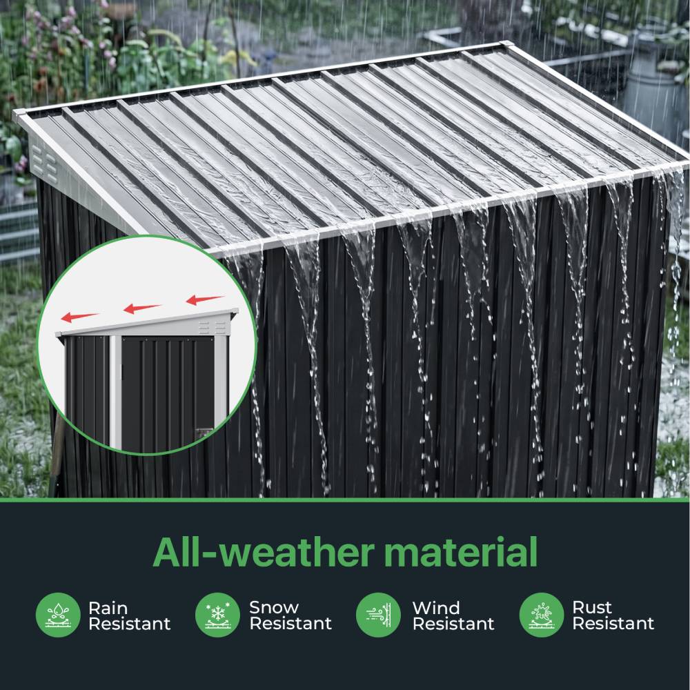 4x6 Ft Metal Pent Roof Garden Tool Storage Shed