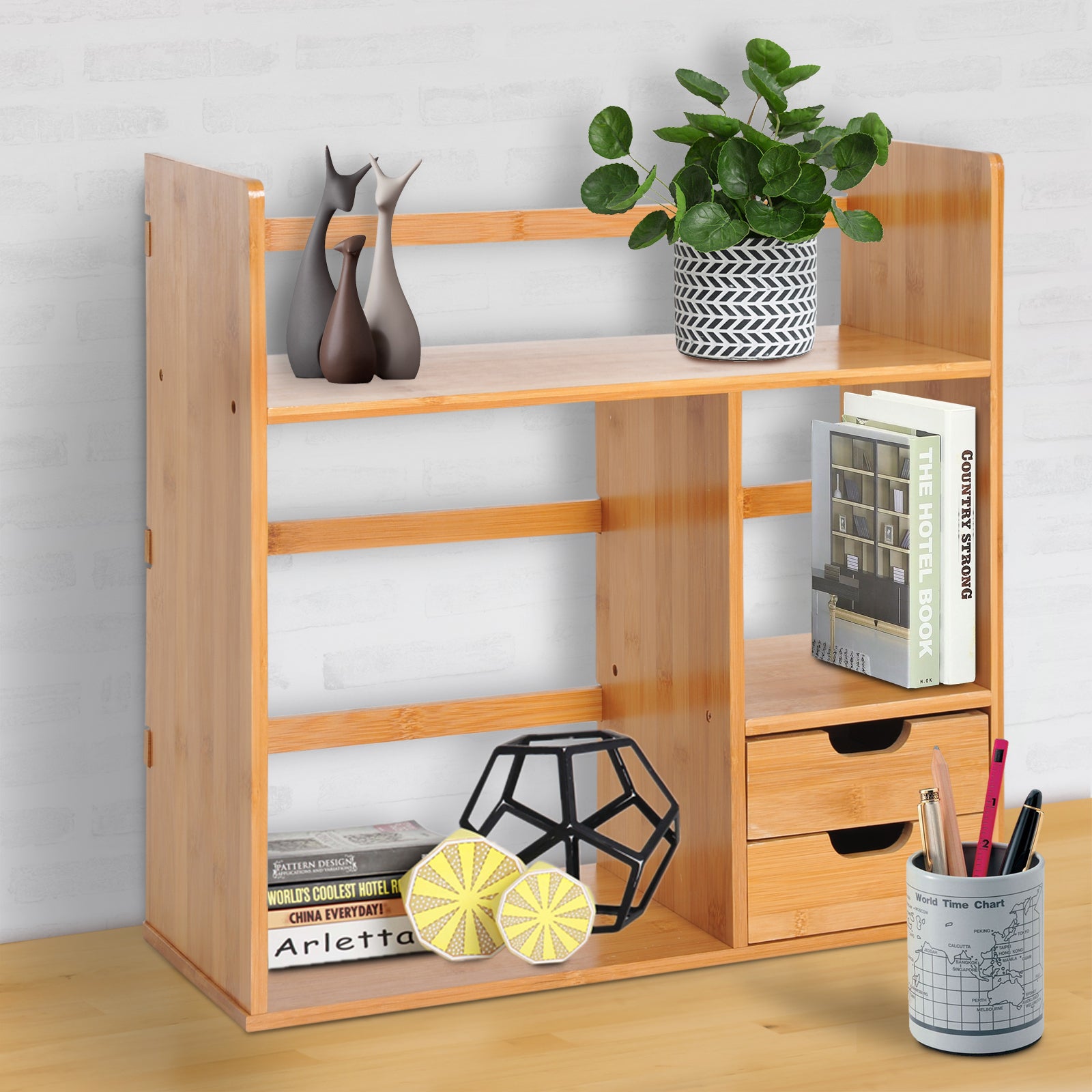 Desk Organiser Desktop 180 Degree Rotatable 2 Drawers
