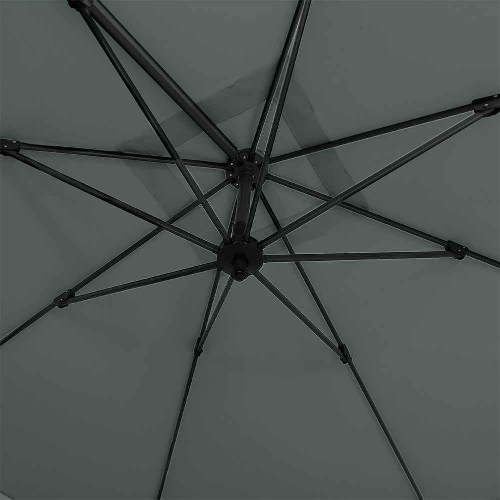 Large Square Patio Parasol With Durable Polyester Canopy, Pa Waterproof Coating, Adjustable Height, 360° Foot Pedal Rotation With Cross Base | One Size | Dark Grey