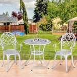 3pcs Garden Bistro Set Cast Aluminium Round Table /2 Chairs