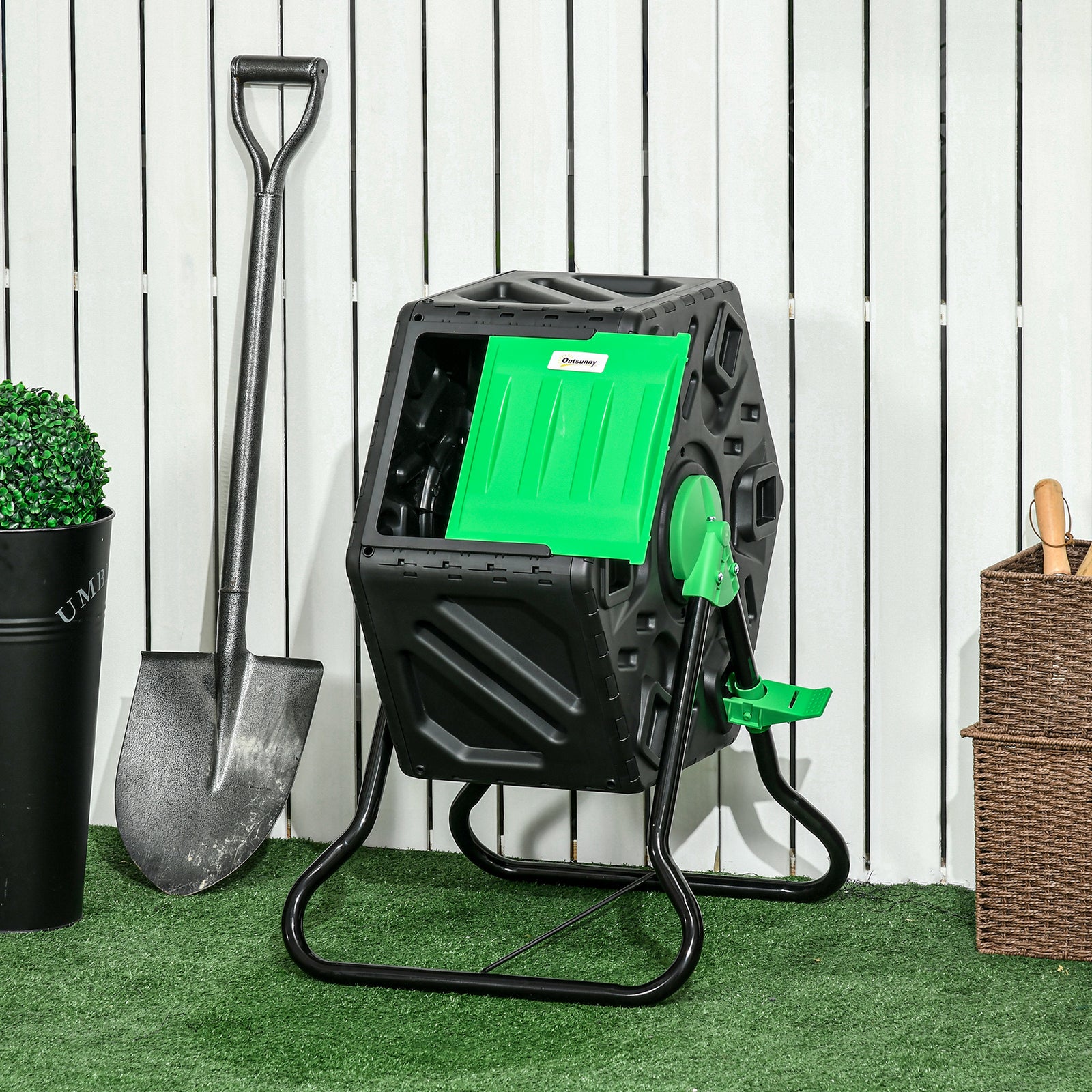 65l Garden Compost Bin, Rotating Composter With Air Holes