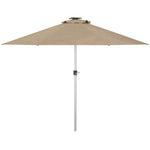 Garden Parasol W/ Usb & Solar Led Lights, Crank Handle | Khaki