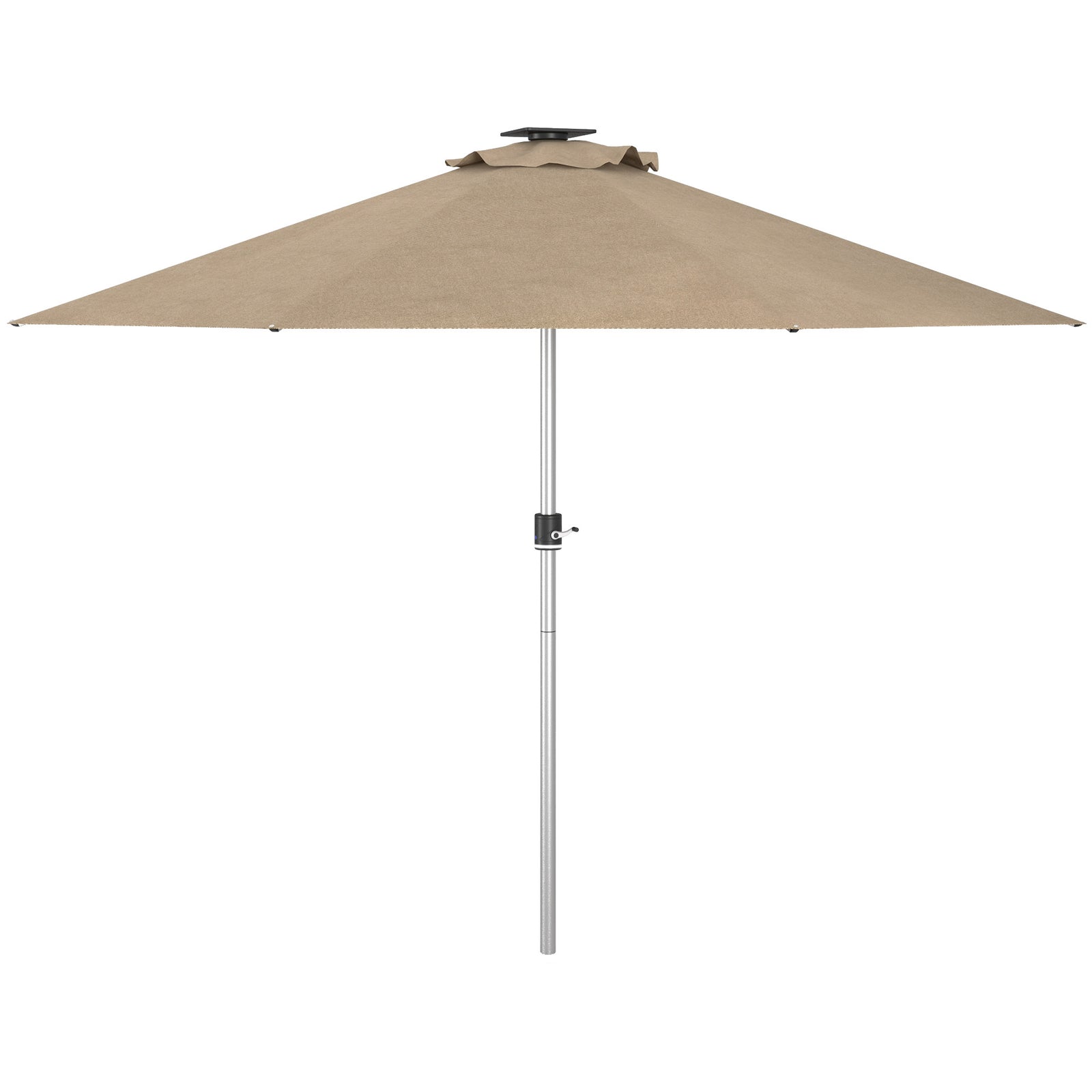 Garden Parasol W/ Usb & Solar Led Lights, Crank Handle | Khaki