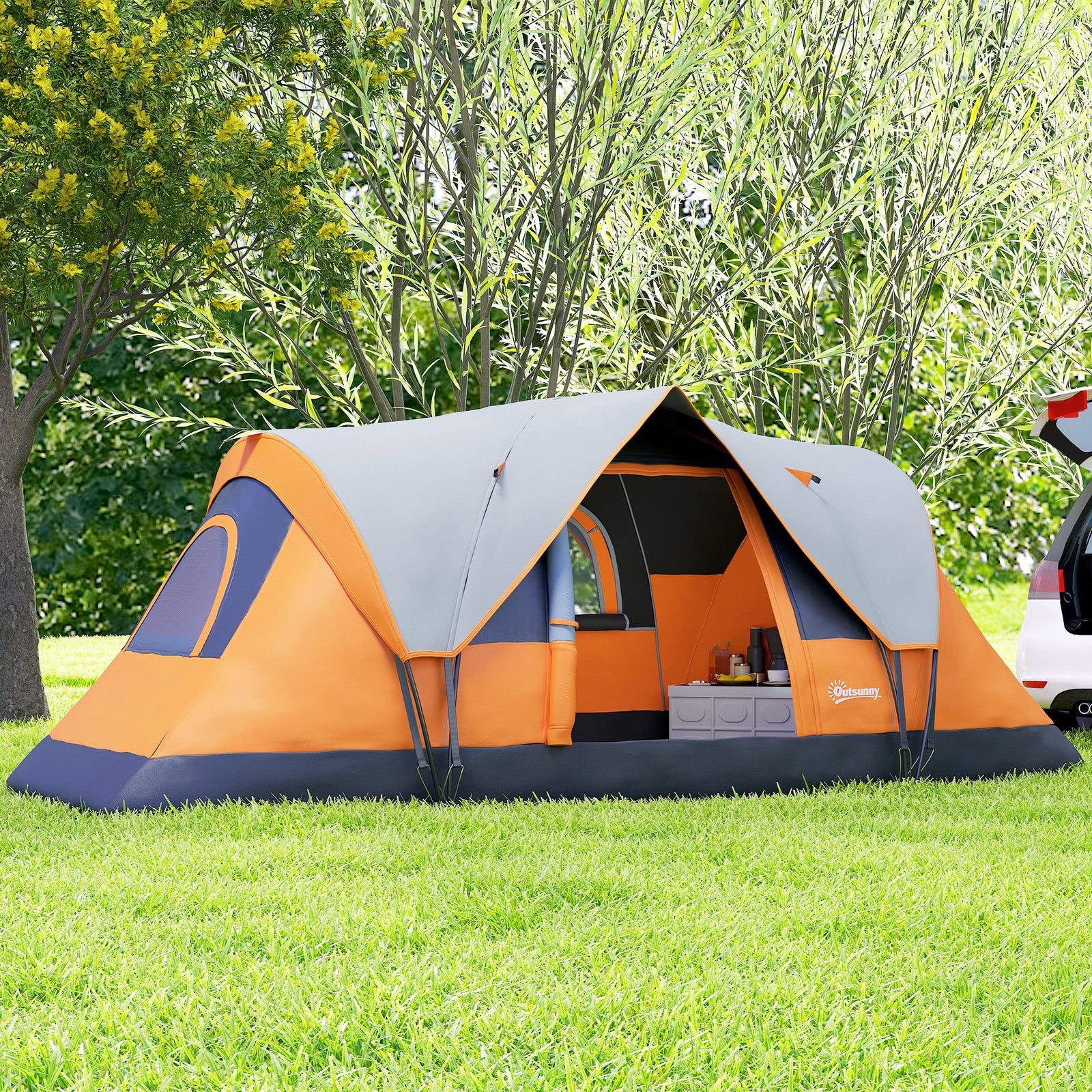 Outsunny 5-6 Man Dome Tent, 3000mm Water Resistant, Orange