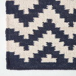 Casablanca Handwoven Zig Zag Pattern Dark Blue And White Cotton Rug | 150cm x 220cm | Dark Blue