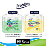 Freedom Aloe 3-ply Toilet Paper 45 Rolls + Lemon 3-ply 45 Rolls