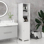 HOMCOM Freestanding Bathroom Tall Cabinet With Adjustable Shelf, White