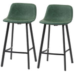 Bar Stools Set Of 2, Bar Chairs With Back And Steel Legs | Green