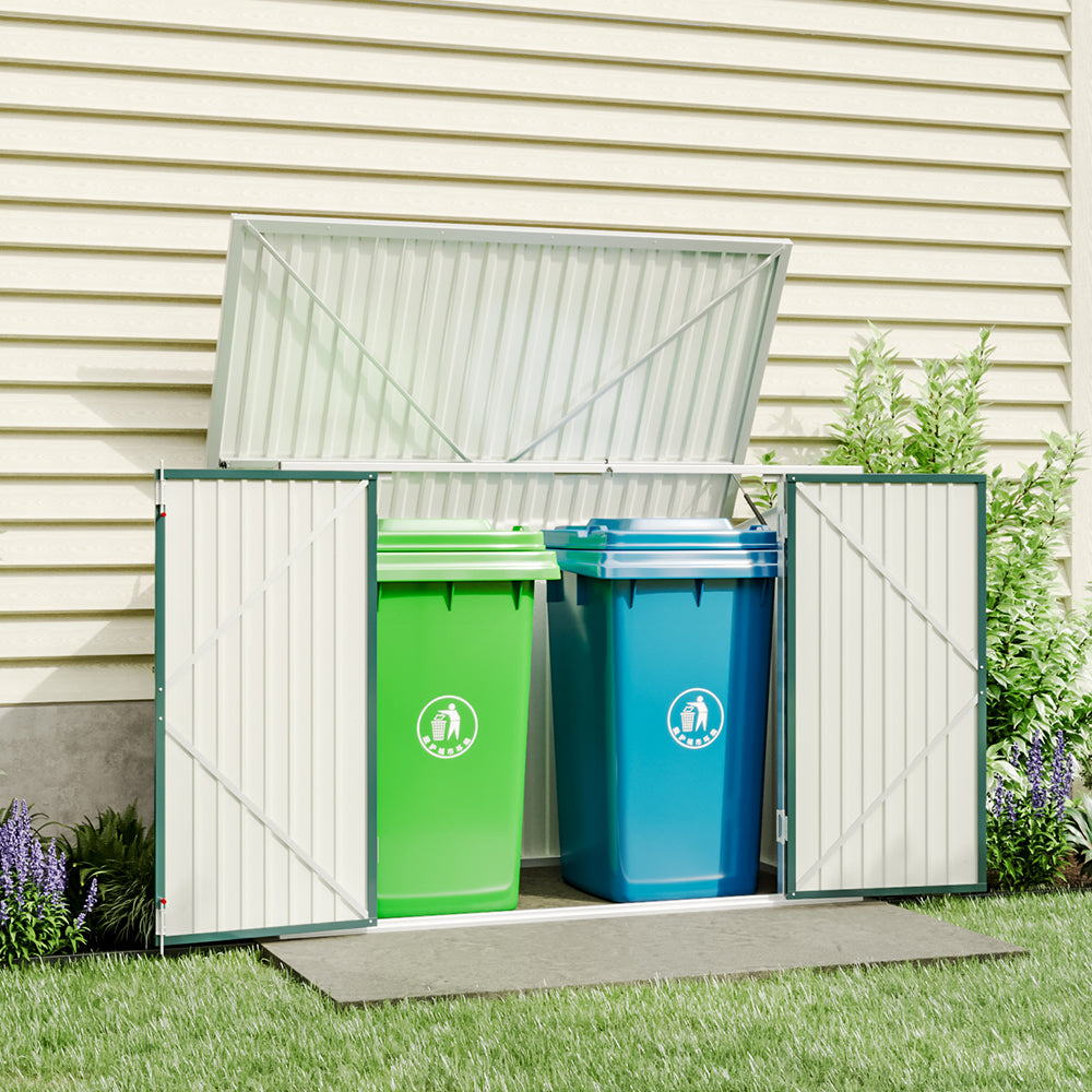 Garden Storage Shed Bike Metal Pent Tool Shed House Galvanized Steel Can Put 2-3 Bicycles (d105x W176x H130cm) | Green