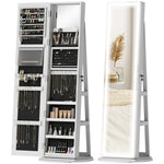 HOMCOM Jewellery Cabinet, Full Length Mirror With Storage, White