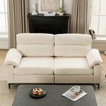 Minimalist Chenille Fabric Two-seat Sofa With Wooden Frame & Black Metal Legs | Beige