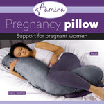 L Shaped Pregnancy Pillow, 145x25x20cm Shredded Memory Foam Full Body Maternity Cushion For Sleeping | J Shape | Dark Grey