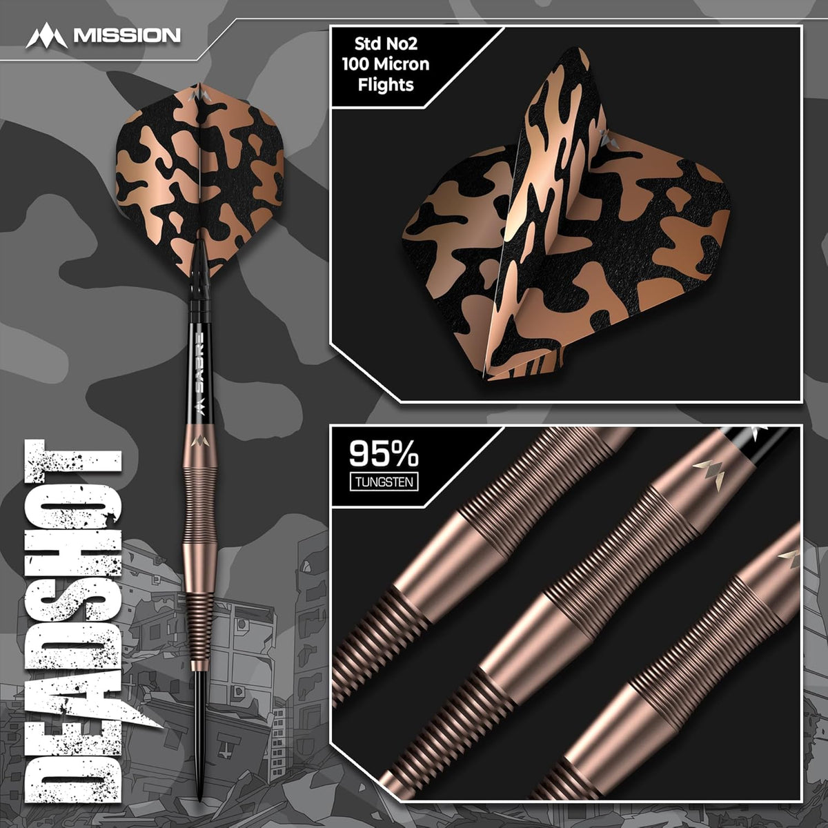 Dead Shot Darts - Steel Tip - 95% Tungsten | 23g | Bronze