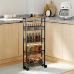 HOMCOM Rolling Kitchen Trolley, Slim Storage Cart With Metal Frame, Handle