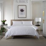 Durrant's Lane 100% Cotton White Duvet Cover Set – 220tc Sateen Stripe With Piped Edge | Double | White