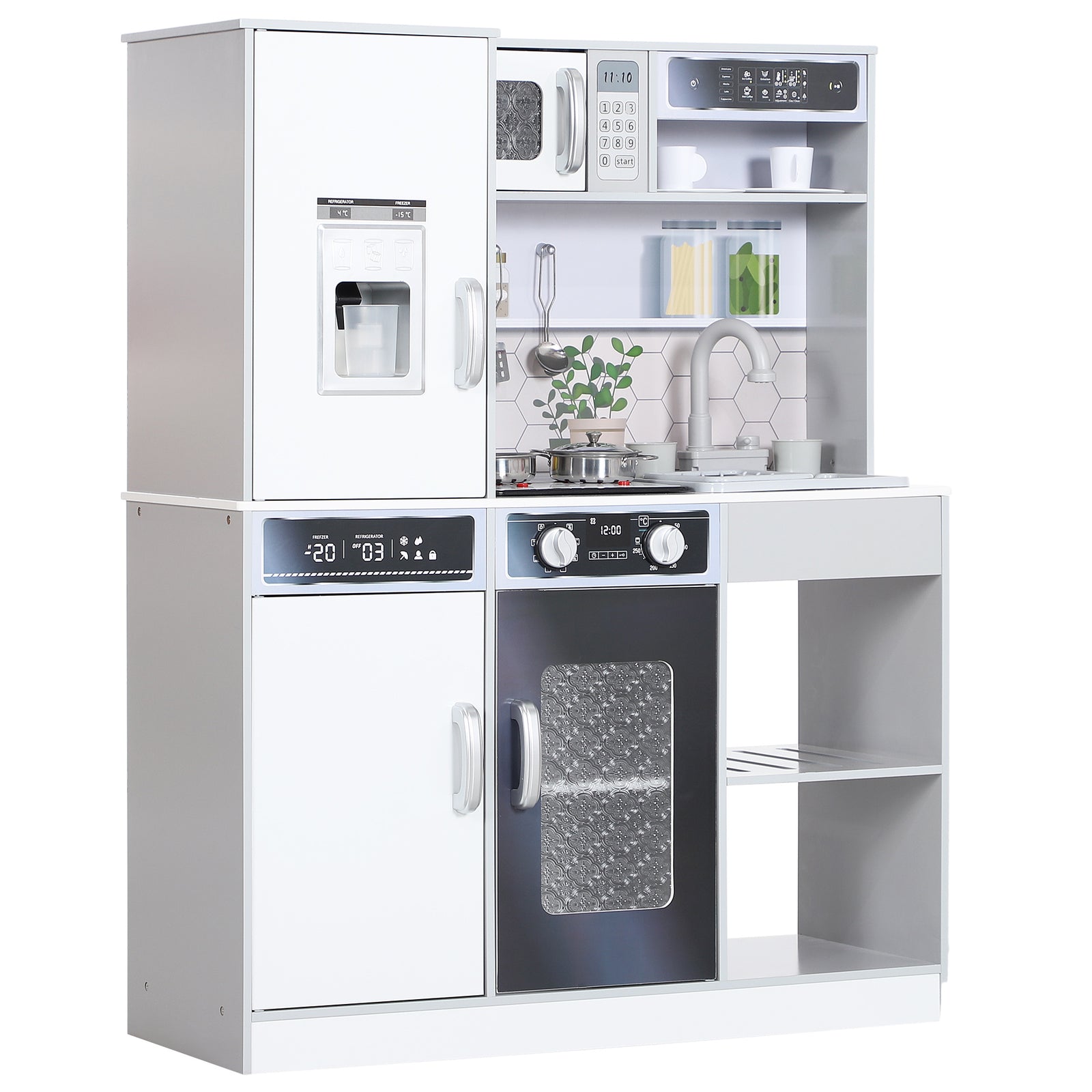 Play Kitchen, Pretend Toy Kitchen W/ Sounds Lights, Microwave