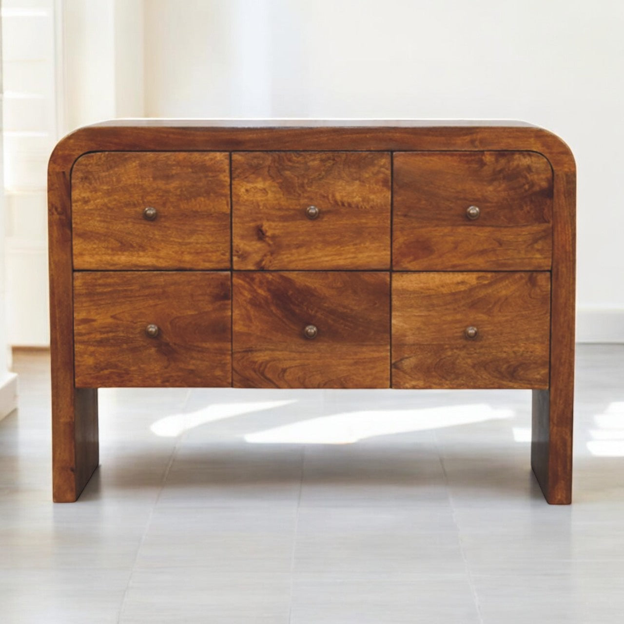 Darcy 3 Over 3 Drawer Chest In Chestnut Finish, Brown | 7 | Brown