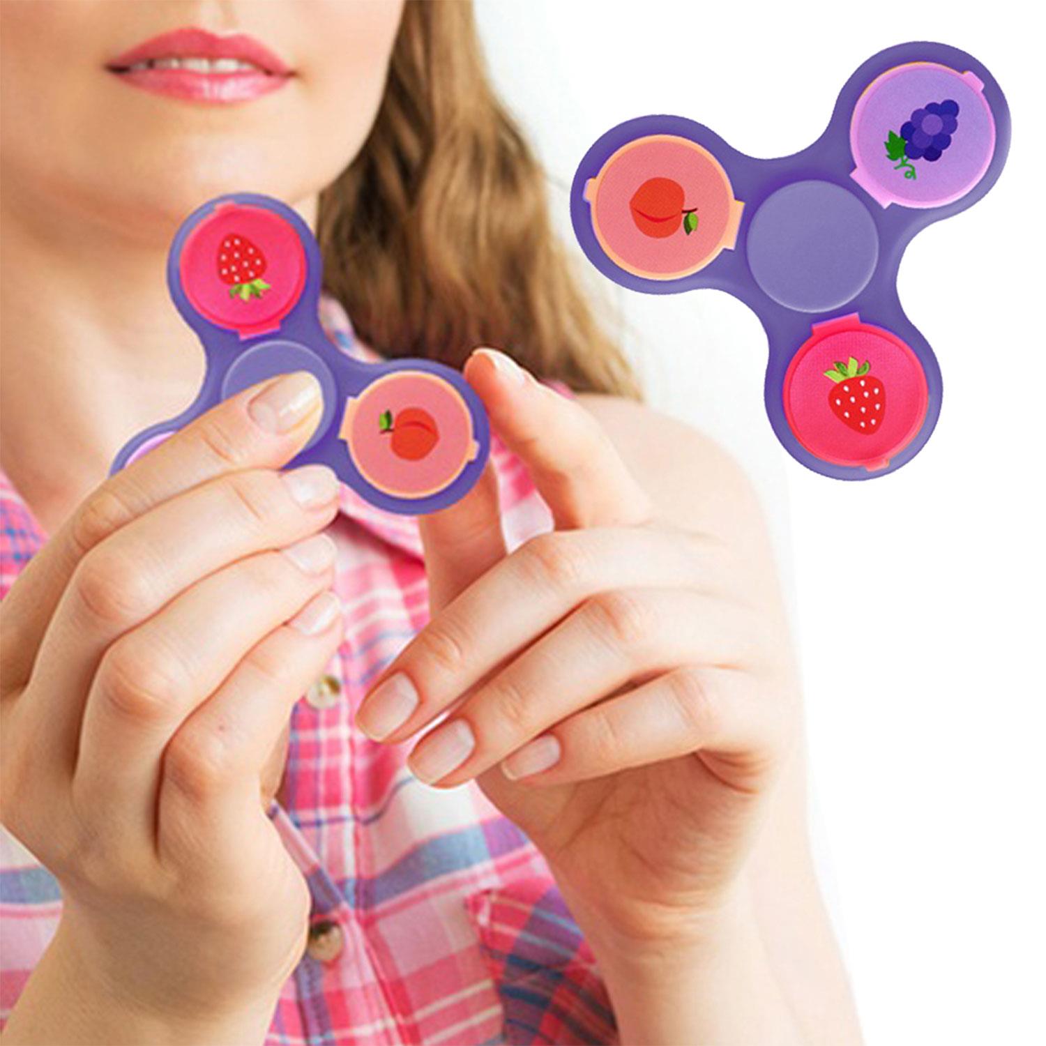 2-in-1 Metal Glam Finger Spinners With Lip Balm, Purple