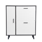 Greenhurst Shoe Storage Cabinet With Side Cupboard, Wooden Grey/White H86 X W75cm