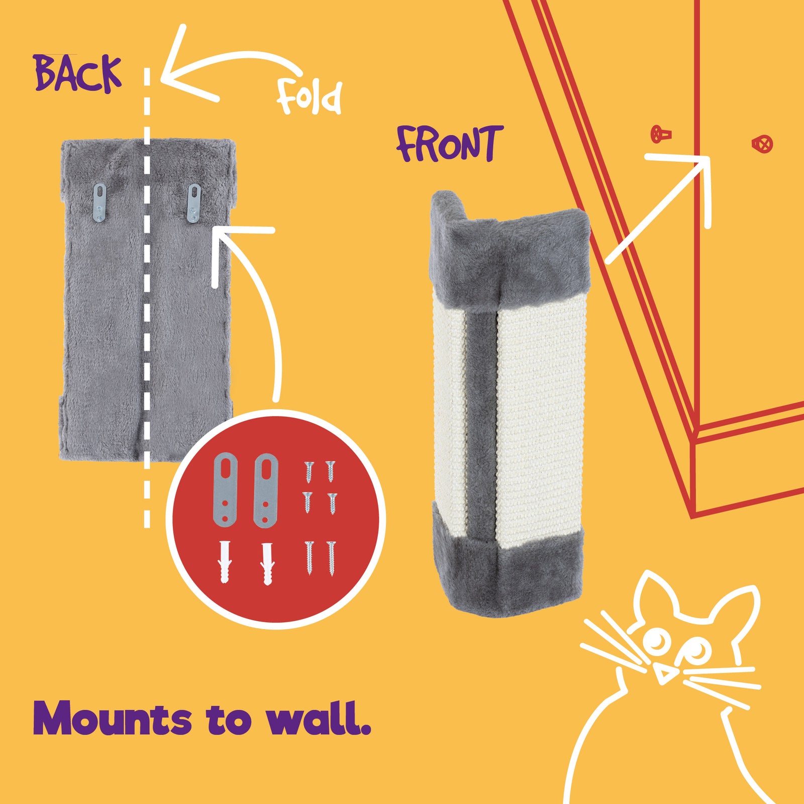 Corner Cat Scratch Post - Grey