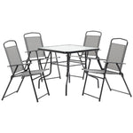 5 Piece Garden Set 4 Folding Chairs W/ Parasol Hole