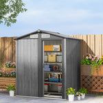 5x4ft Metal Garden Shed, Grey Wood