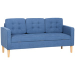 Modern 3 Seater Sofa With Hidden Storage And Rubber Wood Legs | Blue