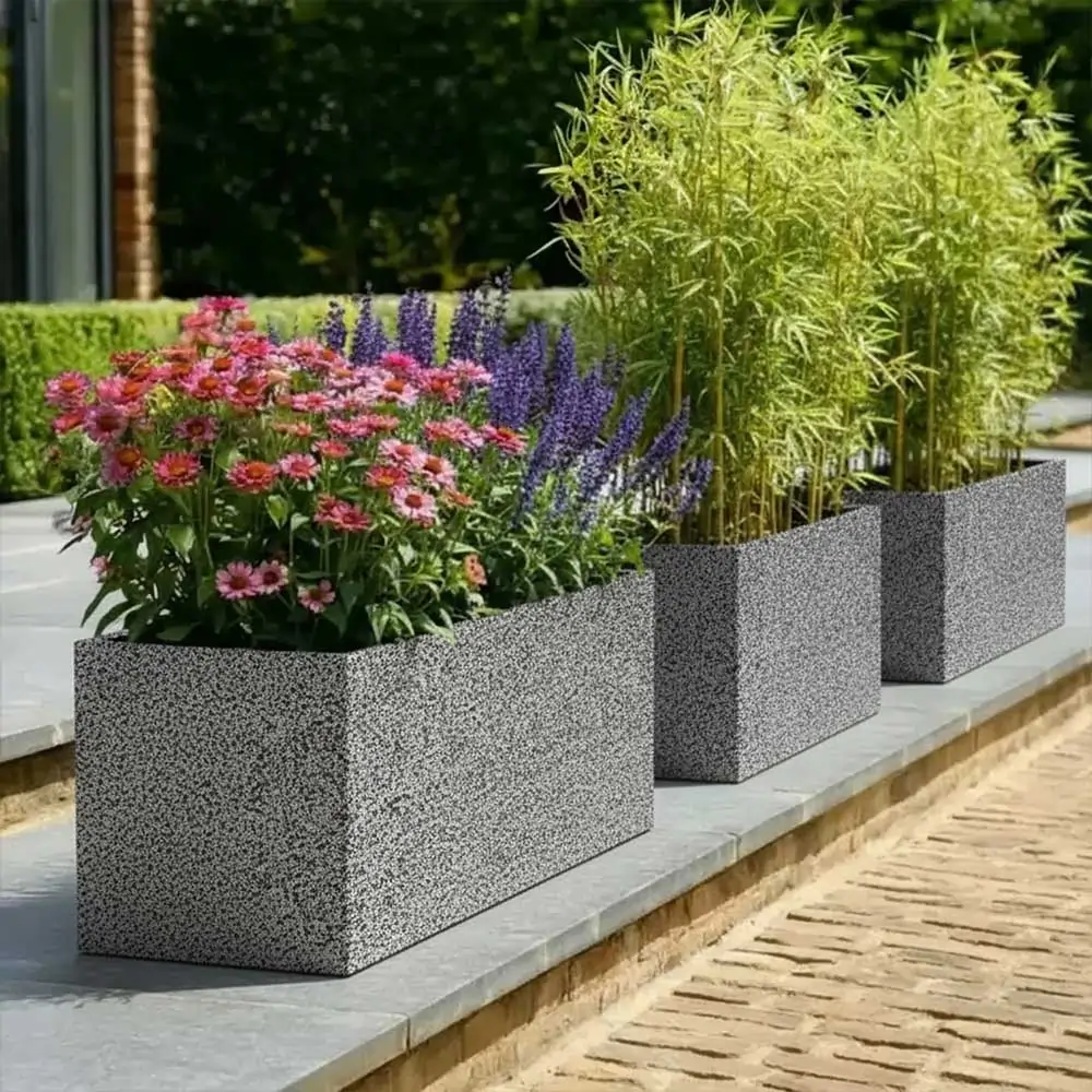 Zinc Galvanised Trough Planter | 100cm x 40cm x 40cm | Silver Black