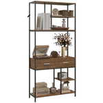 5 Tier Free Standing Book Shelf With 2 Drawers For Study