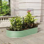 160/240/320cm W X 80cm D X 42cm H Green Raised Garden Bed With Safety Edging & Ground Stakes Oval Galvanized Steel Planter For Backyard Gardening | Small | Light Green