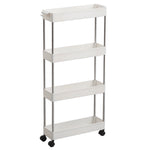 Slim Rolling Storage Cart Corner Storage Rack Shelf Plastic | Large | White