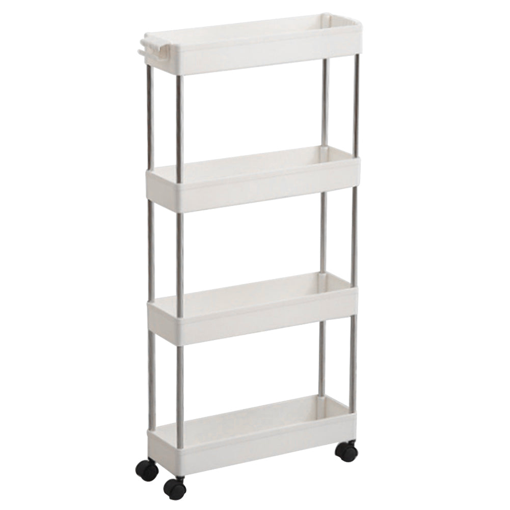 Slim Rolling Storage Cart Corner Storage Rack Shelf Plastic | Large | White