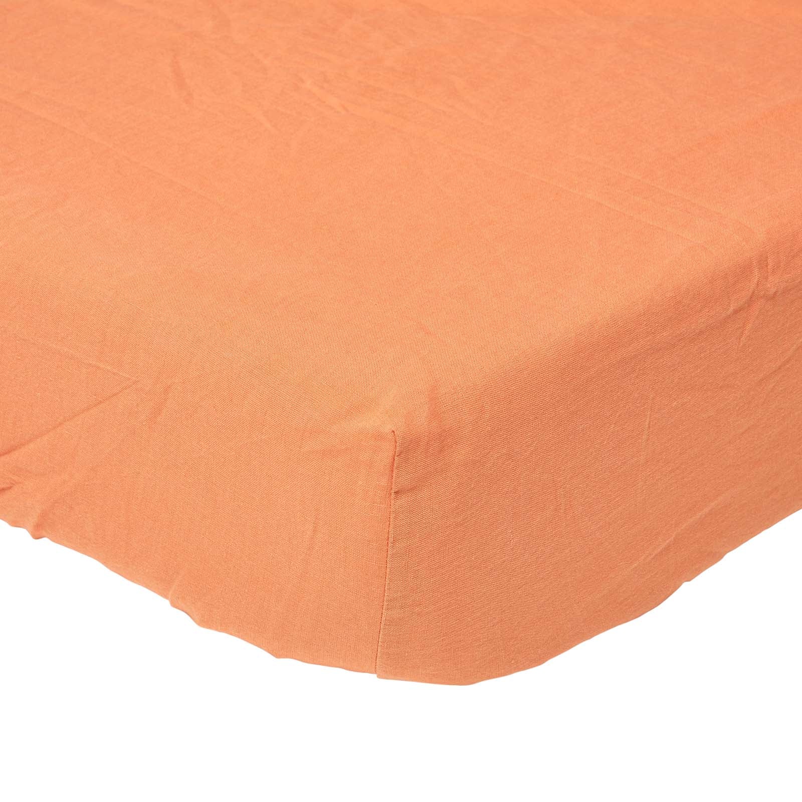 Luxury Linen Deep Fitted Sheet | King | Burnt Orange