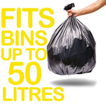 Tidyz 50 Black Refuse Sacks Bin Bags, 50l
