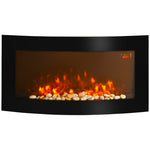 Electric Fireplace Wall Mounted Led Flame Curved Side Lights