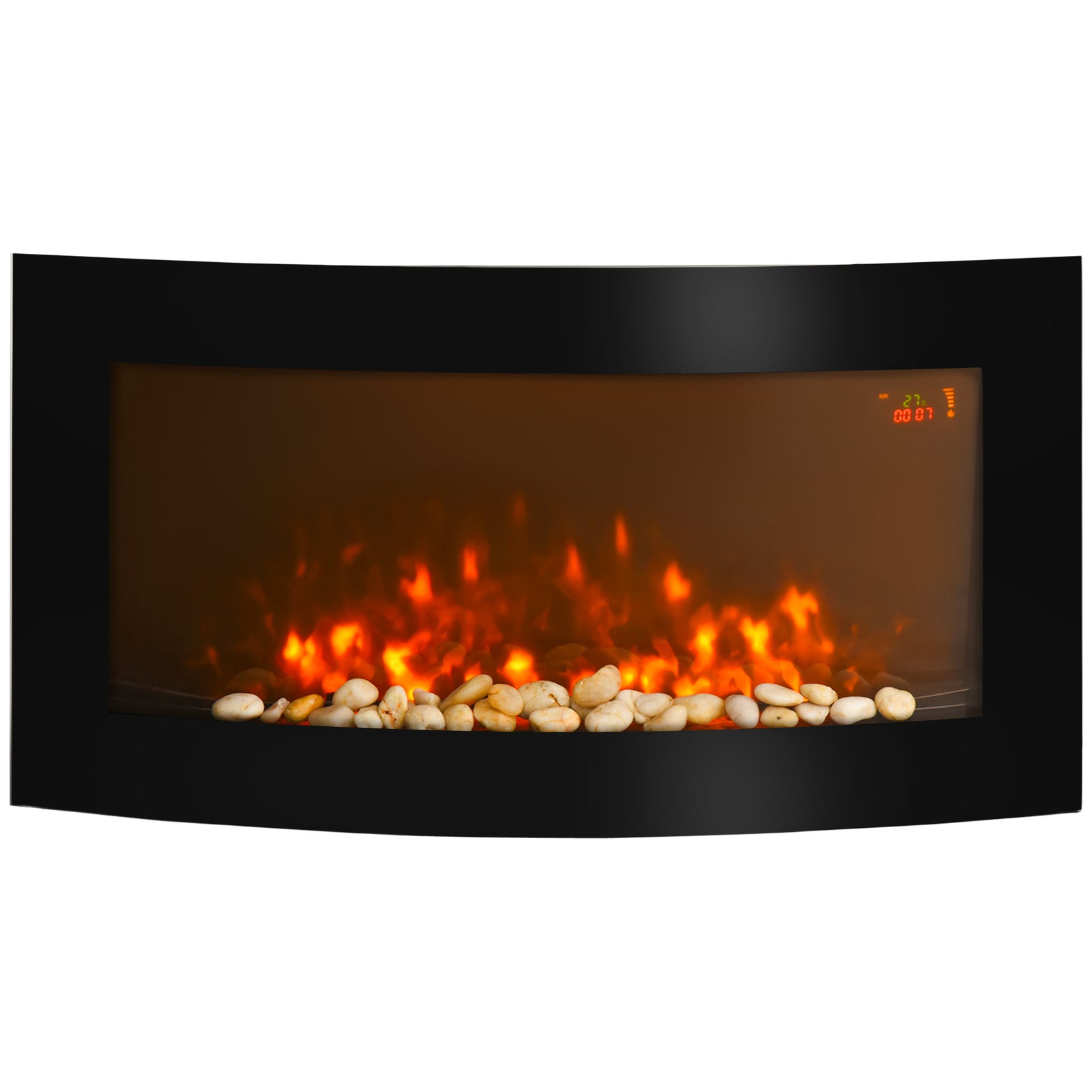 Electric Fireplace Wall Mounted Led Flame Curved Side Lights