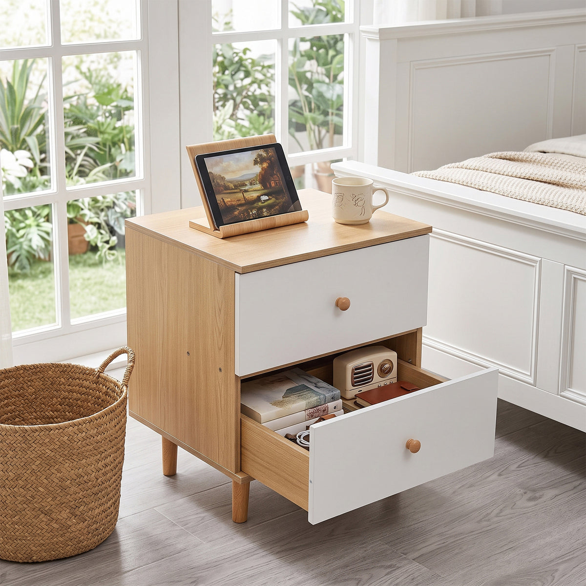 Breeins Dual-drawer Bedside Table Nightstand