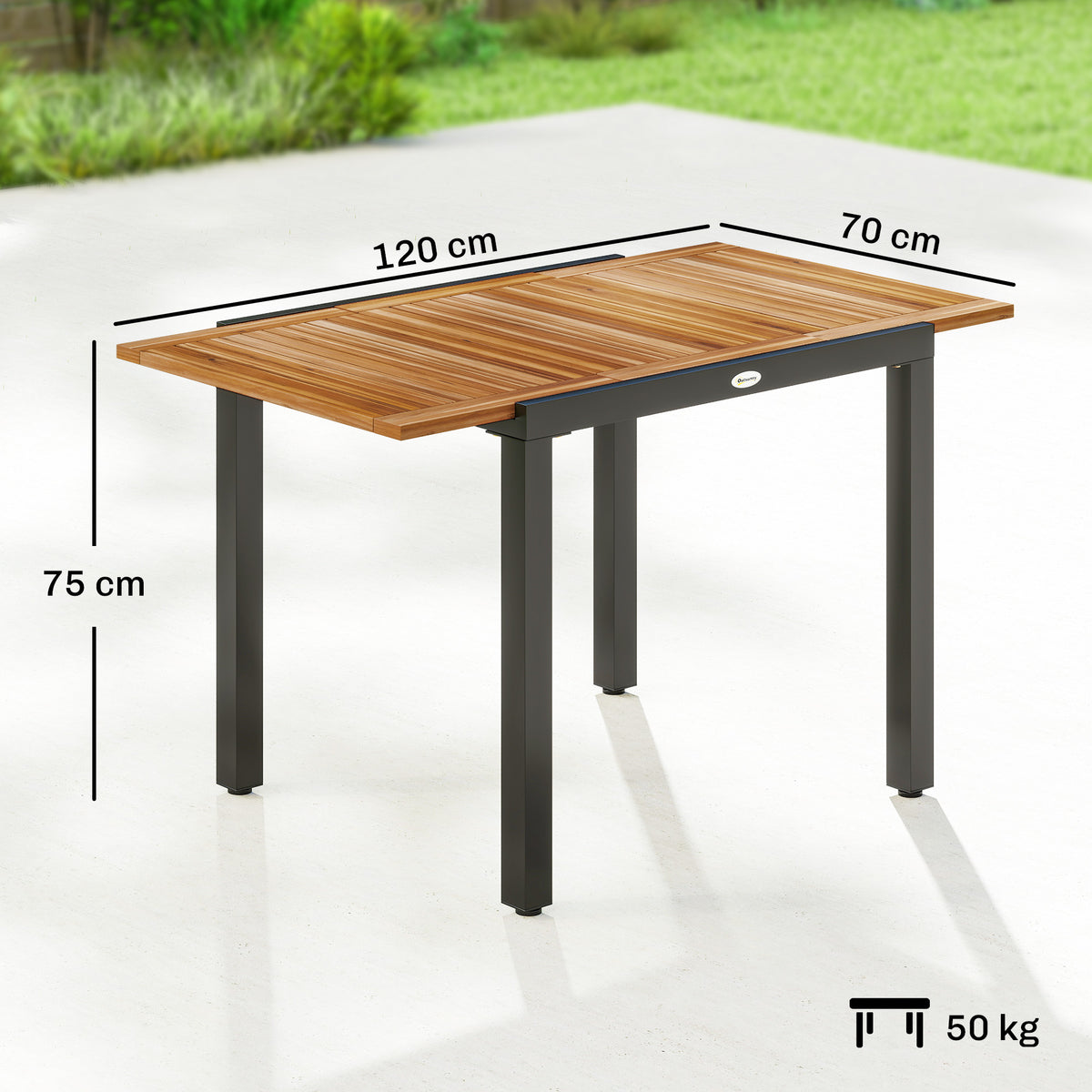 Outsunny Patio Dining Table Expandable 80-120 Cm