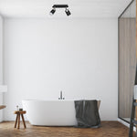 Joker Hand Made Ceiling Lamp In Matt Black With Striking Chrome Detail Featuring 2 Minmalistic Slender Cylinder Shades