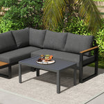 Outdoor Side Table Garden Table W/ Steel And Slat Top