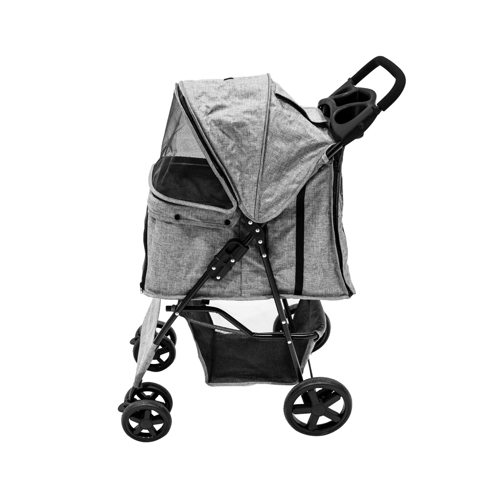 Pet Stroller With Rain Cover & Caddy Bag | Grey