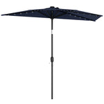 2.6 M Half Parasol With Solar Lights, Upf50+ Semi Round Umbrella | Dark Blue