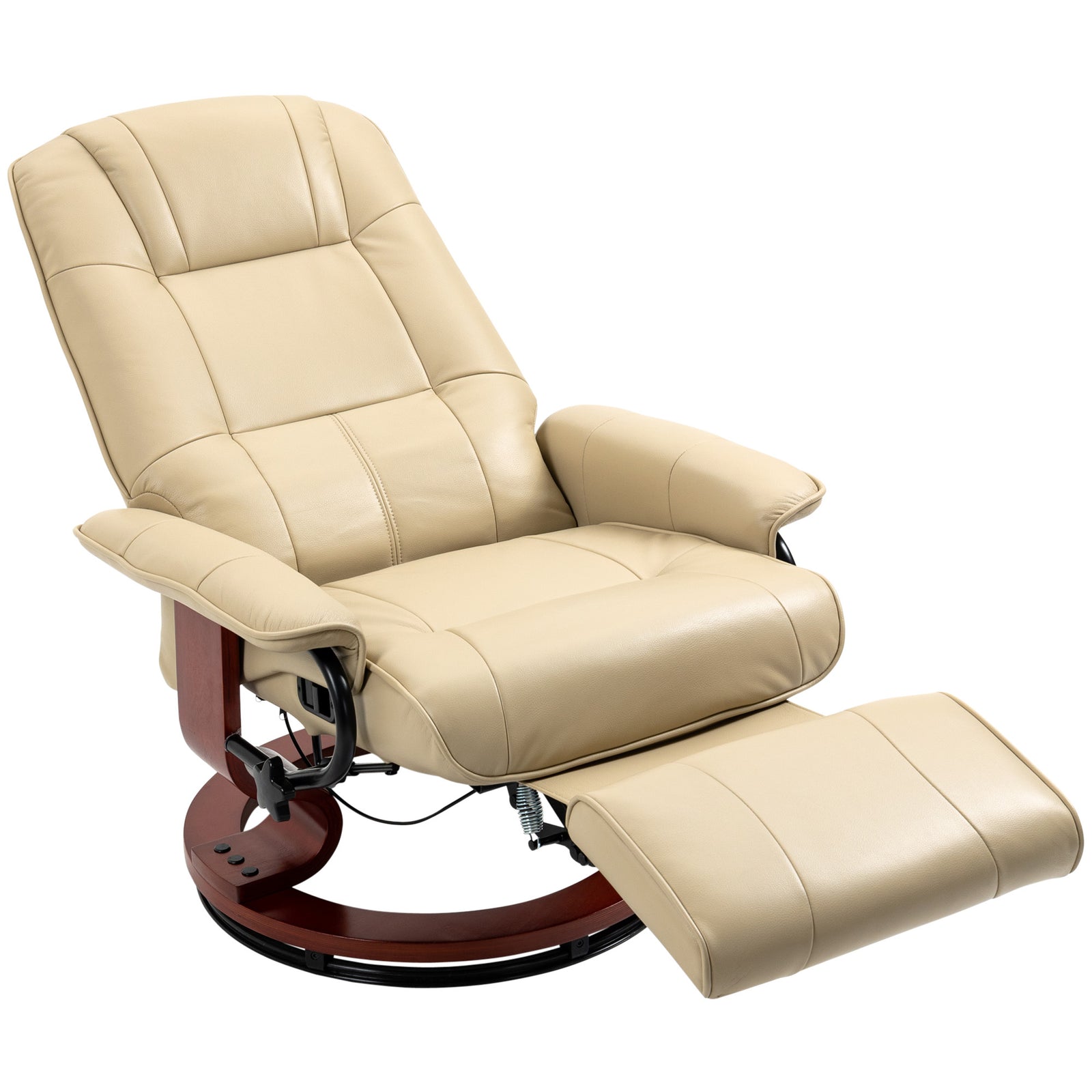 Ergonomic Office Recliner Chair Pu Leather Armchair Lounger | One Size | Cream