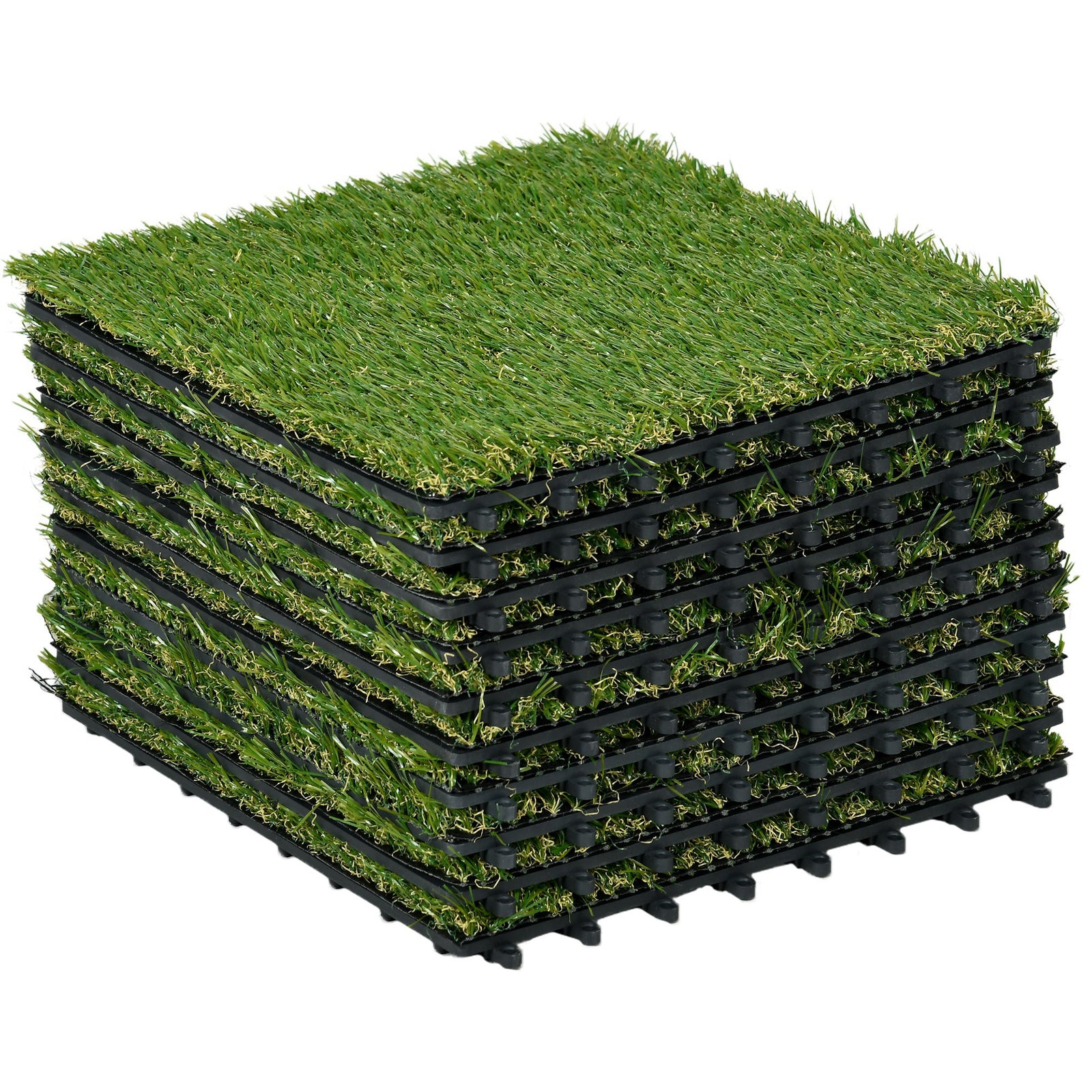 10 Pieces 30x30cm Artificial Grass Turf, 25mm Pile Height