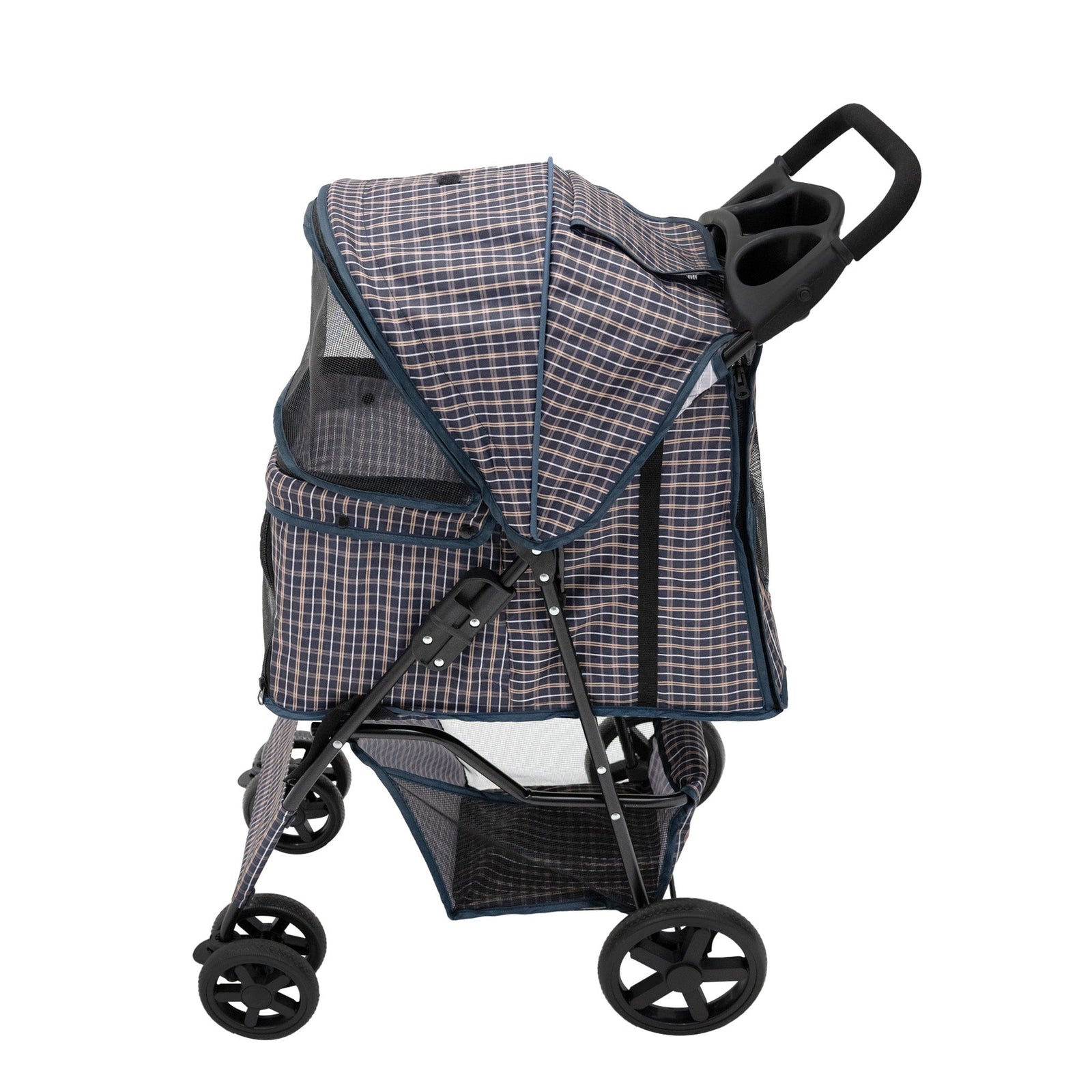 Pet Stroller With Rain Cover & Caddy Bag | Tartan